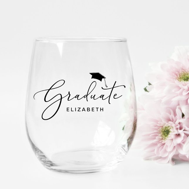 Verre À Vin Sans Pied Graduation élégante du script (Créateur téléchargé)