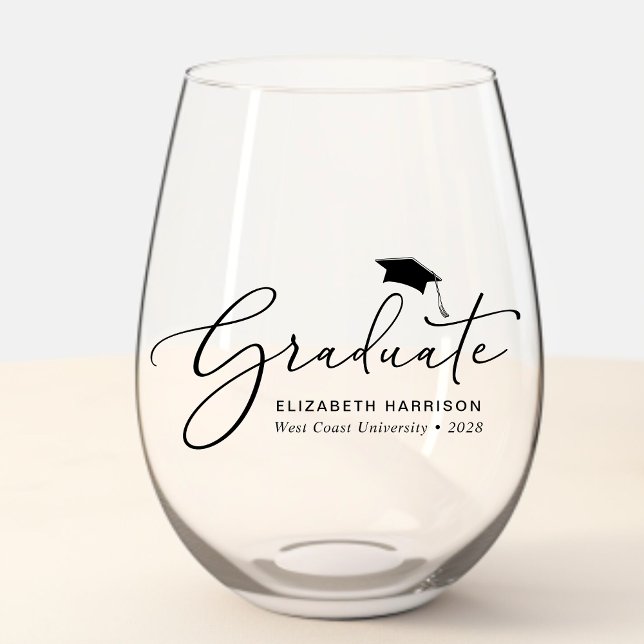 Verre À Vin Sans Pied Graduation élégante du script (Créateur téléchargé)