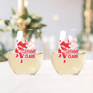 Verre À Vin Sans Pied Grammy Claus Humoristique