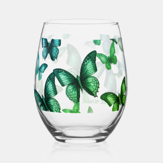Verre À Vin Sans Pied Green Butterfly Stemless Wine Glass
