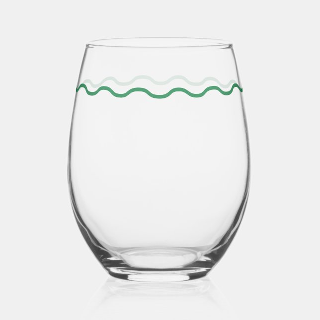Verre À Vin Sans Pied Green Wavy Retro (Recto)