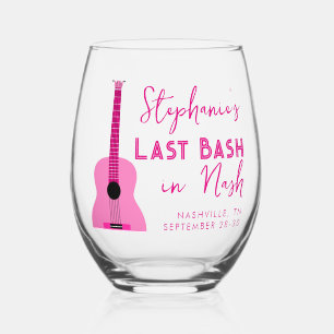 Verre À Vin Sans Pied Guitare rose dernière fête à Nash Enterrement de v