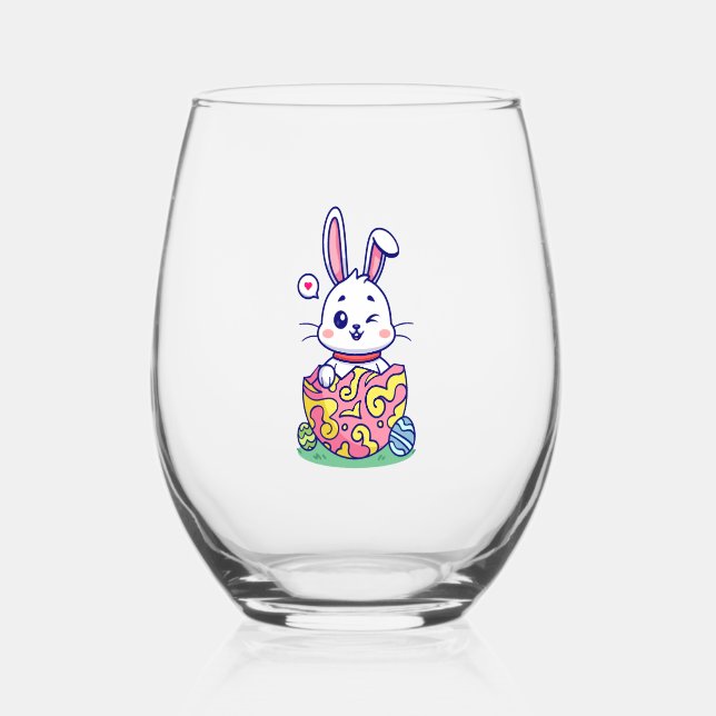 Verre À Vin Sans Pied Happy Easter Bunny collection 2 (Recto)