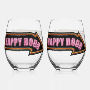 Verre À Vin Sans Pied Happy Hour Vins Stemless Lunettes