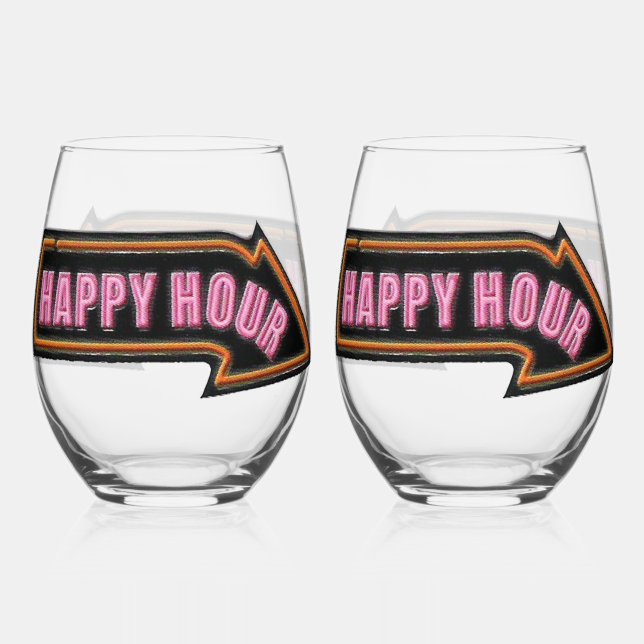 Verre À Vin Sans Pied Happy Hour Vins Stemless Lunettes (Recto)