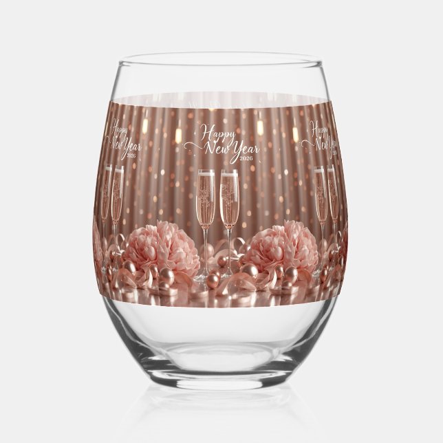 Verre À Vin Sans Pied happy new year 2026 elegant wine glass (Recto)