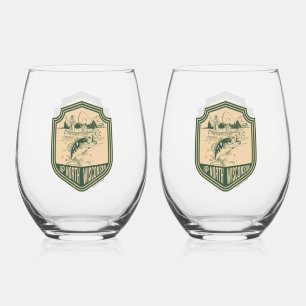 Verre À Vin Sans Pied Haut du Wisconsin Nord Badge de pêche