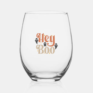 Verre À Vin Sans Pied Hé Boo Boho Halloween Hé Boo Fantôme
