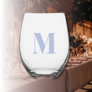 Verre À Vin Sans Pied Heather Modern Monogramme Lettre initiale