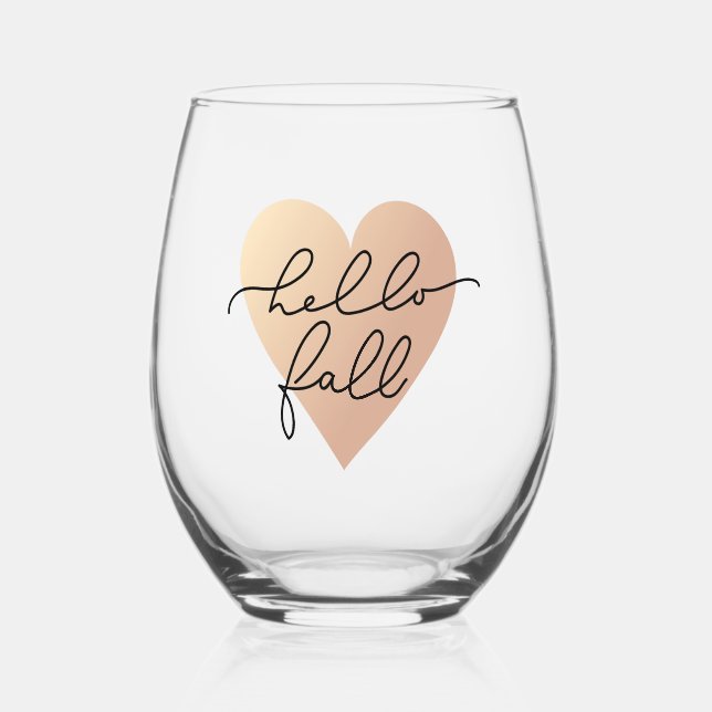 Verre À Vin Sans Pied Hello Fall Love Heart (Recto)