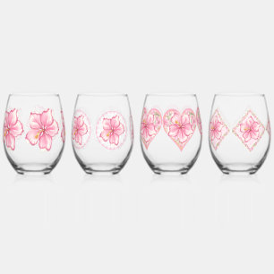Verre À Vin Sans Pied Hibiscus & dentelle PINK