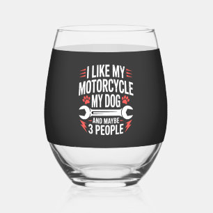 Verre À Vin Sans Pied Humour de propriétaire de chien moto