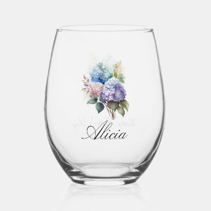 Verre À Vin Sans Pied Hydrangea Élégant Personnalisé Sans Tige