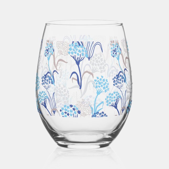 Verre À Vin Sans Pied Hydrangée légère et aérée Motif floral (Recto)