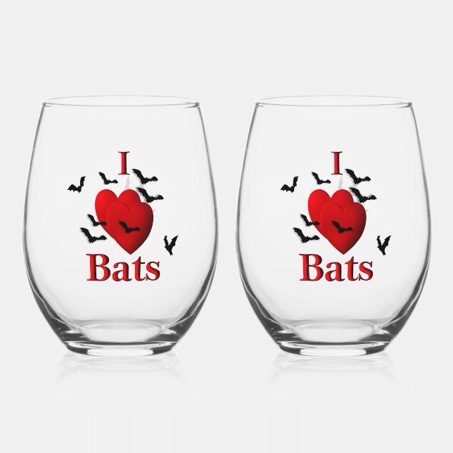 Verre À Vin Sans Pied I Heart Bats (Recto)