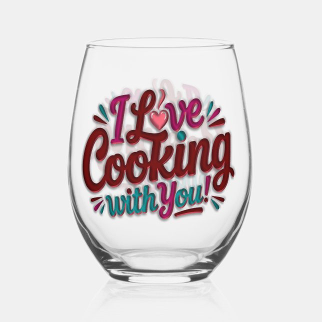 Verre À Vin Sans Pied I love cooking with you printed apron (Verso)