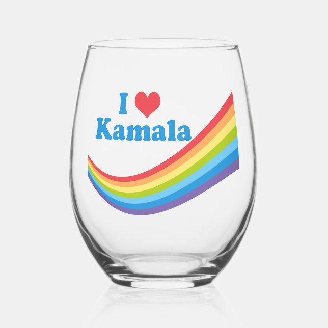 Verre À Vin Sans Pied I Love Kamala Cute Election Rainbow (Recto)