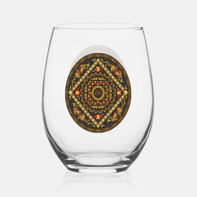 Verre À Vin Sans Pied Icônes de Thanksgiving (Recto)
