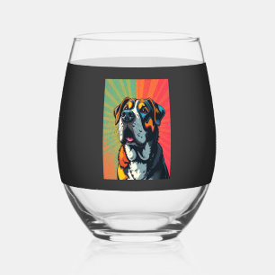Verre À Vin Sans Pied Illustration de chien d'art pop colorée Animal de