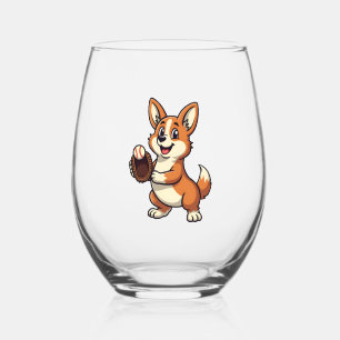 Verre À Vin Sans Pied Illustration vectorielle de dessin animé corgi chi