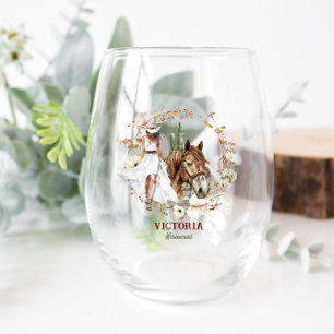 Verre À Vin Sans Pied Illustré Western   Demoiselle d'honneur de la mari