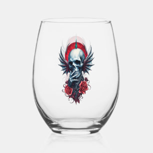 Verre À Vin Sans Pied Impressionnant crâne réaliste avec ailes