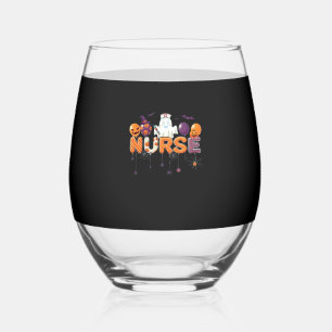 Verre À Vin Sans Pied infirmière fantôme de dessin animé drôle - Hallowe