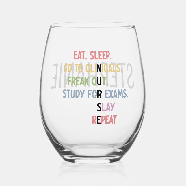 Verre À Vin Sans Pied Infirmière future infirmière (Recto)