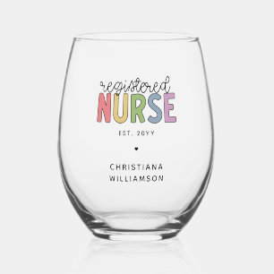 Verre À Vin Sans Pied Infirmière inscrite sur mesure Colorful Graduation