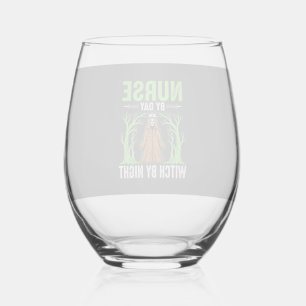 Verre À Vin Sans Pied Infirmière le jour, sorcière la nuit, design Hallo
