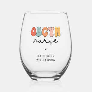 Verre À Vin Sans Pied Infirmière Retro OBGYN personnalisée