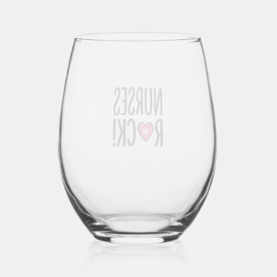 Verre À Vin Sans Pied Infirmières Rock Conception de vecteur de coeur d'