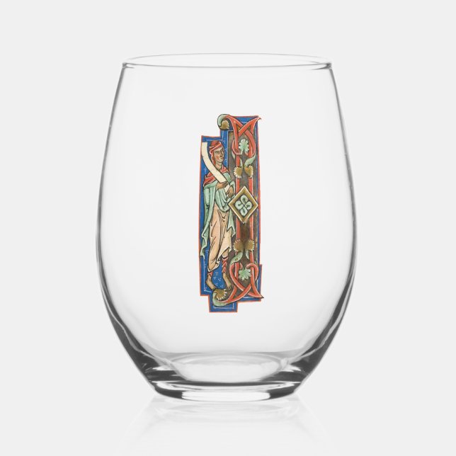 Verre À Vin Sans Pied Initiale I éclairée (Recto)