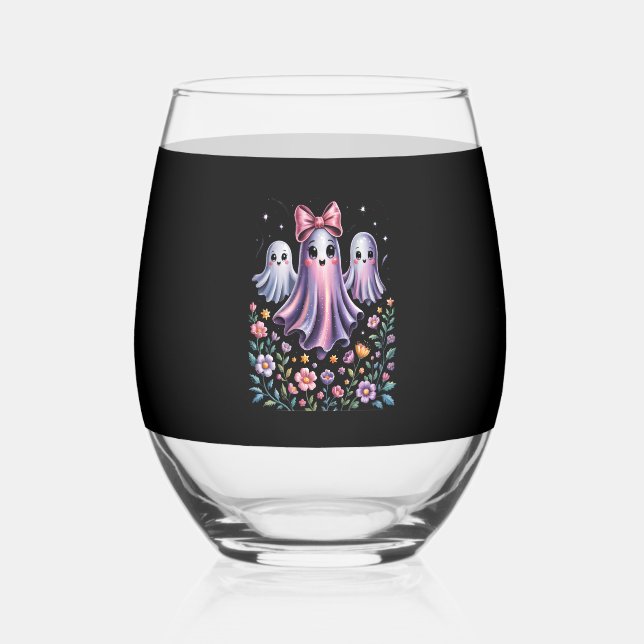 Verre À Vin Sans Pied Iridescent Ghost Girly Halloween (Recto)
