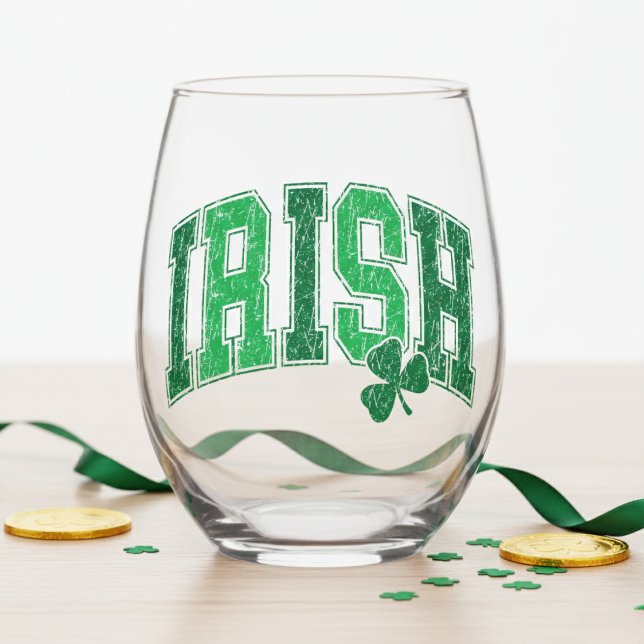 Verre À Vin Sans Pied Irish Pride Retro St Patrick's Day (Irish Pride Retro St Patrick's Day Stemless Wine Glass)