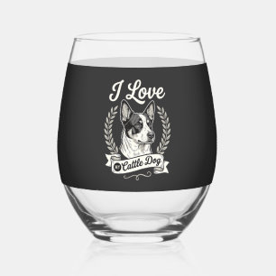 Verre À Vin Sans Pied J'aime mon chien de troupeau amateur de chien vint
