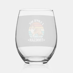 Verre À Vin Sans Pied J'aime mon Finnegan Sheltie Retro Sunset