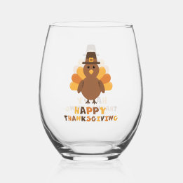 Verre À Vin Sans Pied Jaune mignonne Thanksgiving Turquie