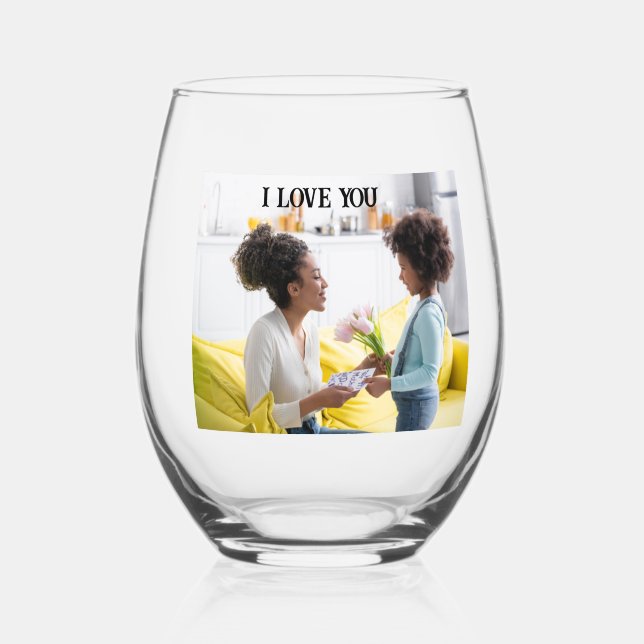 Verre À Vin Sans Pied Je Coeur La Fête des Mères Verre sans pierre (Recto)