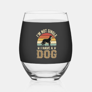 Verre À Vin Sans Pied Je ne suis pas célibataire amateur de chien vintag