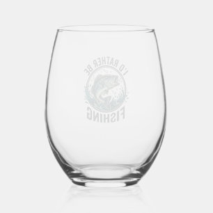 Verre À Vin Sans Pied Je préférerais être à la pêche T-Shirt vintage pou