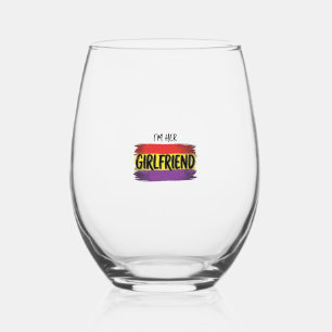 Verre À Vin Sans Pied Je suis sa petite amie Arc-en-ciel Fierté Vector T