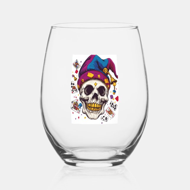 Verre À Vin Sans Pied Jester Skull Trickster