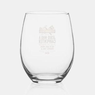 Verre À Vin Sans Pied Jésus Charpentier Menuisier Apprenti Vintage Shir