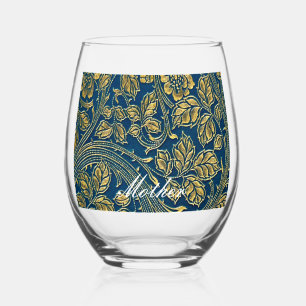 Verre À Vin Sans Pied Jeu de Boissons Golden Blue Elegance