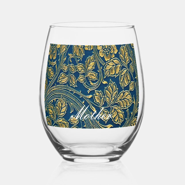 Verre À Vin Sans Pied Jeu de Boissons Golden Blue Elegance (Recto)