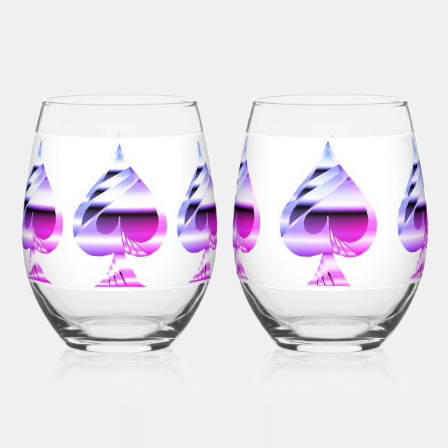 Verre À Vin Sans Pied Jeu de vitres de pique violet (Recto)