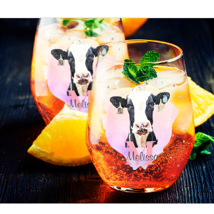 Verre À Vin Sans Pied Jolie Monogramme Filles Nom Rose Cute Holstein Vac