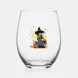 Verre À Vin Sans Pied Jolie sorcière d'Halloween