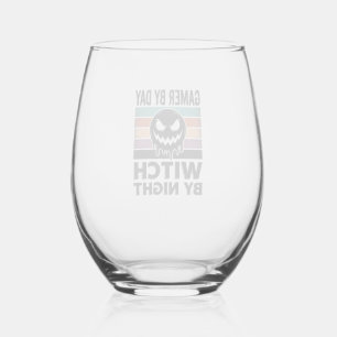 Verre À Vin Sans Pied Joueur de jeux vidéo le jour sorcière la nuit desi